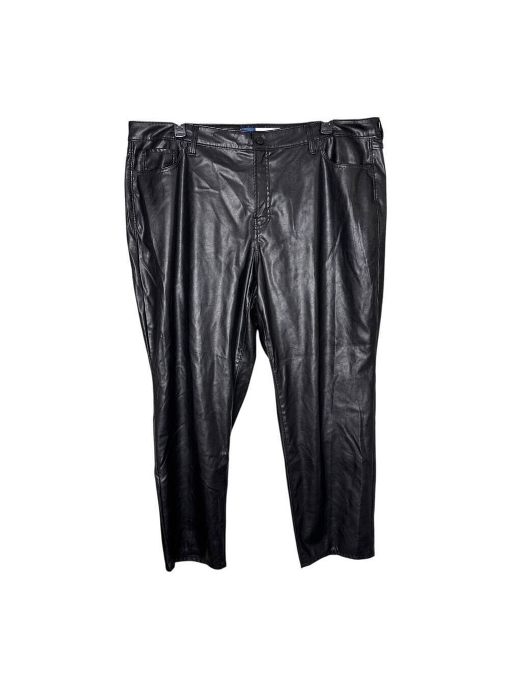 Old Navy High-Rise OG Loose Faux Leather Black Pants Women's Size 22